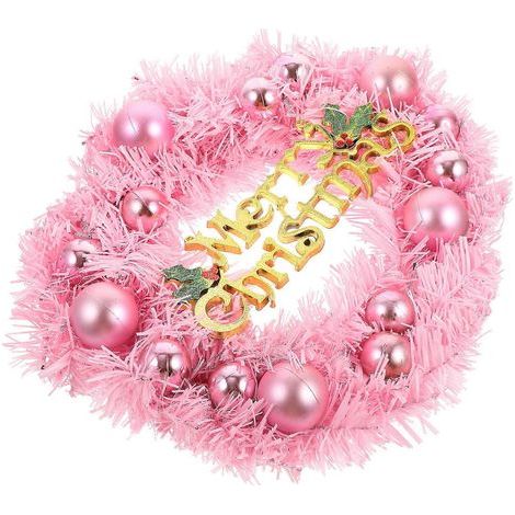 Rosa Weihnachtskranz zum Aufhängen im Freien, dekorativer Schmuck (1/5)