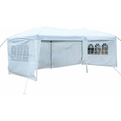 COSTWAY 3x6m Carpa Pabellón para Fiesta Boda Banquete Jardín Tienda de Campaña Cerveza Gazebo Desmontable Blanco (1/2)