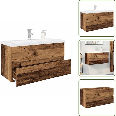 vidaXL Meuble lavabo avec bassin et robinet intégrés vieux bois