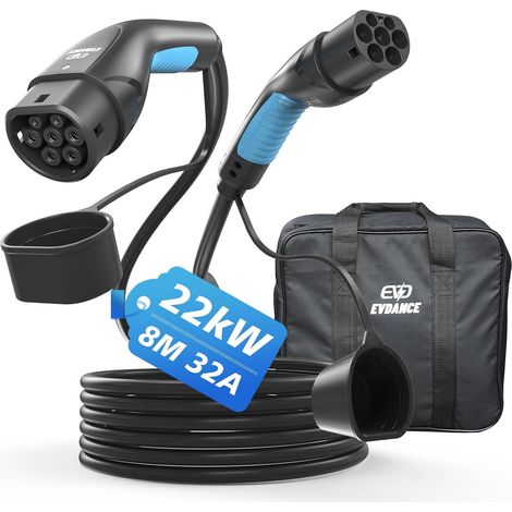 Cable Type 2 22KW 32A 8m Three Phase Car Charger Cable Mode 3 Fast Charging with Carry Bag for EV/PHEV (IEC 62196) (1/5)