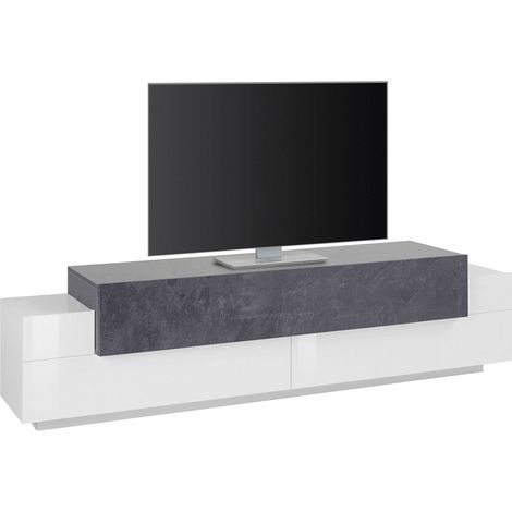 Mobile TV 3 Ante 200x45x51,5 cm Coro Bianco Lucido e Ardesia (1/4)