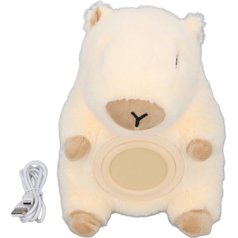 Réveil Digital Capybara en Peluche, Lumière Chaude 4000K, Détecteur Température, Silencieux, Rechargeable, Design Mignon pour Chambre (1/5)