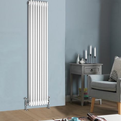 NRG White Traditional Cast Iron Style Radiator Central Heating Rads Vertical 3 Column 1800x380mm (1/4)