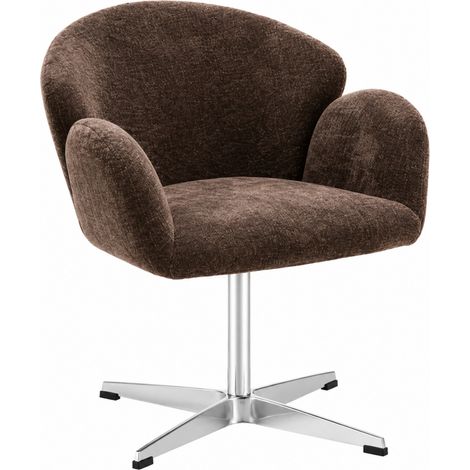 CHICFURN Silla de comedor giratoria 64x64x78 cm de tela marrón, base inox 360° (1/5)