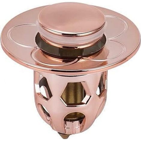 Kaelt - Bouchon de vidange de tête de bassin universel, bouchon de vidange d'évier en acier inoxydable, filtre de vidange de rebond de bassin, adaptateur de poussée de noyau de rebond (or rose) 1pc (1/3)