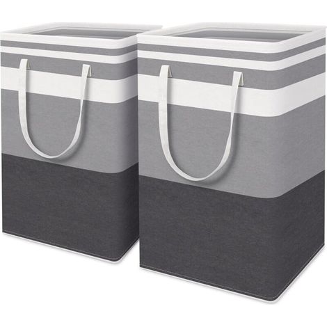 Juego de 2 cestas de ropa plegables grandes con asas de fácil transporte, impermeables y asas extendidas para guardar y transportar ropa sucia.