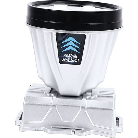 Superhelle, wiederaufladbare 800-mAh-Lithium-Ionen-Stirnlampe, wasserdicht, hohe Leistung, mit Akkuanzeige, für Outdoor-Aktivitäten, silberfarben (1/5)