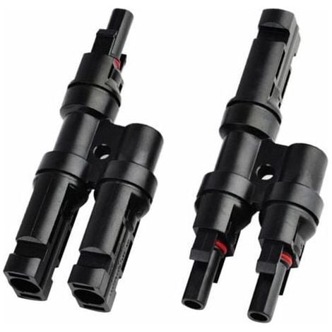 Connecteurs de Branchement MC4 pour Panneaux Solaires - Raccord en T / Y pour Distribution de Câbles (1/4)