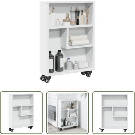 vidaXL Schrank -  Aufbewahrungswagen Schmal Weiß 48x13x68 cm Holzwerkstoff (1/5)