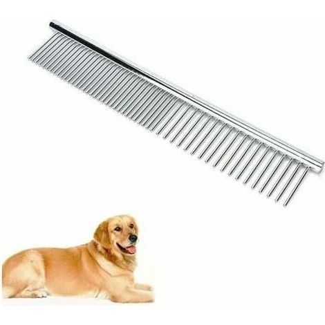 Peigne à poils, peigne pour chien en acier inoxydable, peigne pour chiens à poils longs, outil de soin du pelage (1/5)