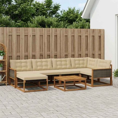 vidaXL Outdoor-Sofagarnitur 7 pcs Natur und Beige Massivholz Akazie (1/5)