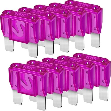 Packung mit 10 Maxi APX 100A Ersatz-Flachsicherungen für Autos, LKWs, Wohnmobile, Boote, Pkw, Campervans, SUVs