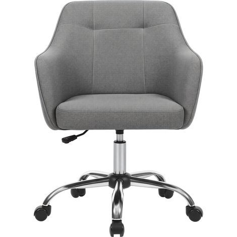 Chaise de Bureau, Fauteuil d'Appoint pour le Bureau à Domicile, en Tissu Coton-Lin, Hauteur Réglable, Gris Tourterelle (1/5)