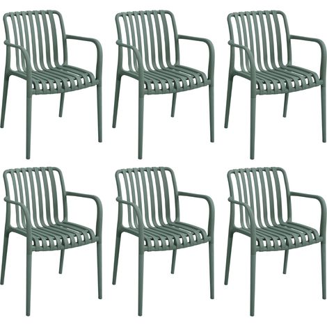 6er-Pack stapelbare Kaia-Gartenstühle mit Armlehnen aus Polypropylen von 7house