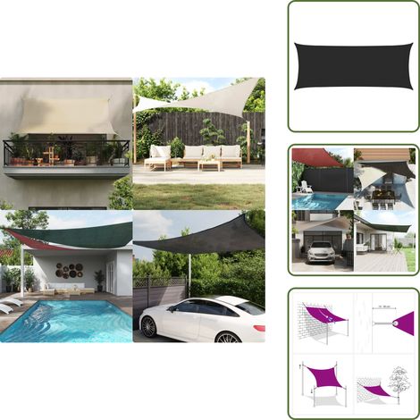 The Living Store Toldo de vela negro HDPE 160 g/m² 2x4,5 m - Toldo HDPE