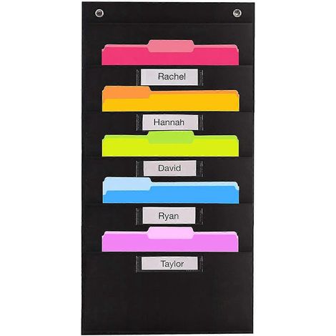 Tableau de rangement robuste à pochettes, classeur mural suspendu-5 Pockets
