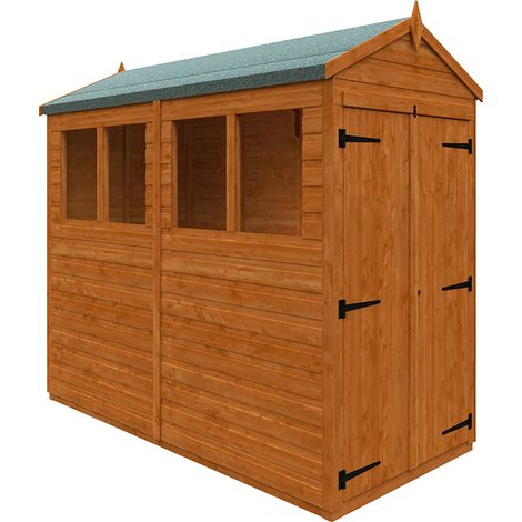 8x4 Flex Apex Double Door 12mm Flex - L238.8 x W115 x H209 cm - Solid Wood/Softwood/Pine - Burnt Orange