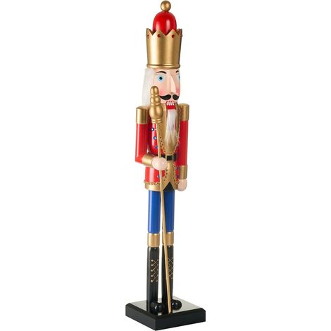 Statuetta schiaccianoci in legno di pino Decorazione natalizia con bocca apribile Fatto a mano Rosso Malaran