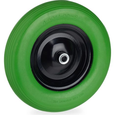 Roue de brouette 4.80 4.00-8 de Rechange, en Caoutchouc Plein, Jante Acier, increvable, 120 kg, Vert/Noir (1/5)