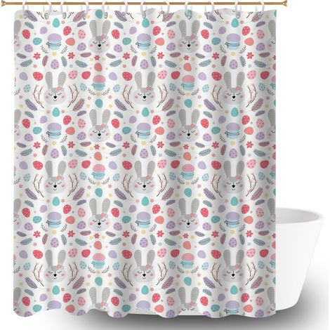 Kit rideau de douche en polyester 180x180 avec œillets rideau étanche pour rafraîchir sa salle de bain (1/5)