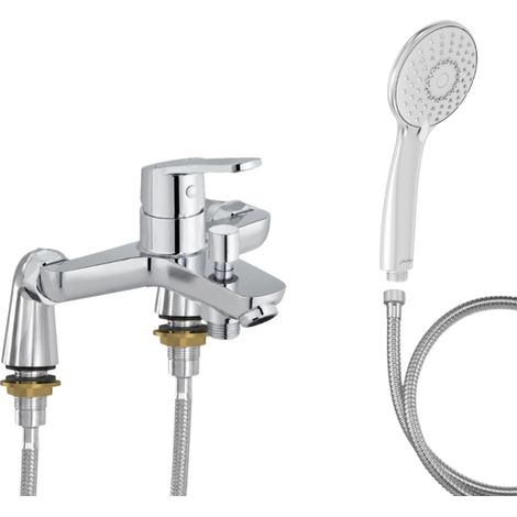 Mitigeur baignoire JACOB DELAFON Aimé + pommeau de douche Juliette + flexible de douche métal + colonnettes Idro'Flex (1/5)