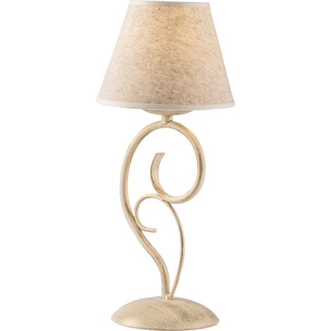 Lumetto vienna ferro Avorio Oro una luce paralume effetto tessuto 16x h38 cm (1/3)