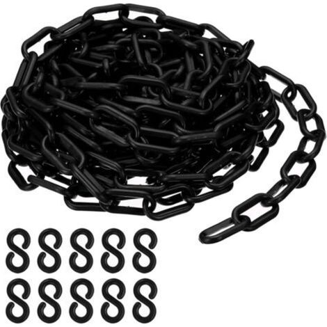 Maillons de chaîne en plastique noir, 700 cm,6 mm, pour barrières, parkings, clôtures, portails et décoration (1/5)