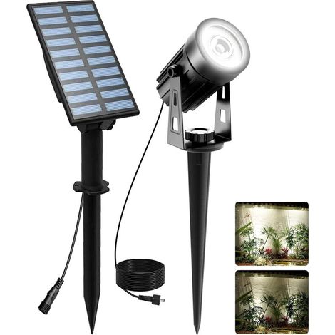 Projecteur solaire d'extérieur, étanche IP65, idéal pour les allées de jardin, éclairage solaire extérieur 6000 K (1/5)