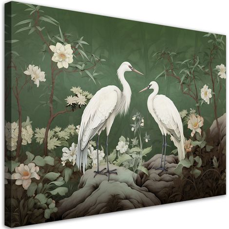 Tableau sur toile Grues blanches abstraites 100x70 (1/5)