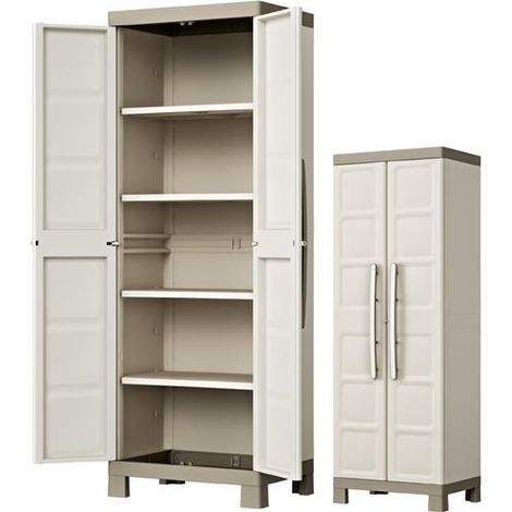 Keter Armadio Alto Excellence, 4 Ripiani Regolabili, Beige/Tortora, 65x45x182 H Cm