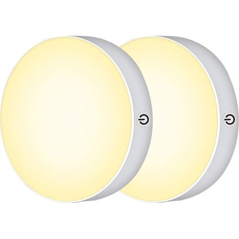 Juego de 2 luces nocturnas LED táctiles, recargables por USB, con brillo ajustable y adhesivo magnético para armario, dormitorio o baño. (1/5)
