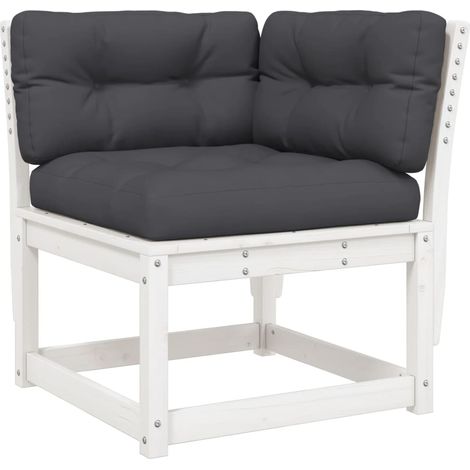 Maison Exclusive - Divano Angolare Giardino Cuscini Bianco 73x73x78 Massello Pino