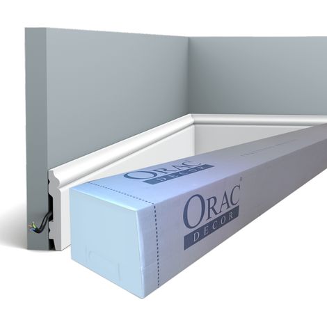 Orac – Plinthe classique 32m SX165 – Dimensions L200 x H6,9 x L1,1 cm – Duropolymer résistant aux impacts – Peinturable blanc