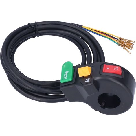 Interruttore del clacson da manubrio, compatto e salvaspazio, con cavo lungo 2 m. Resistente e adatto per moto e biciclette.