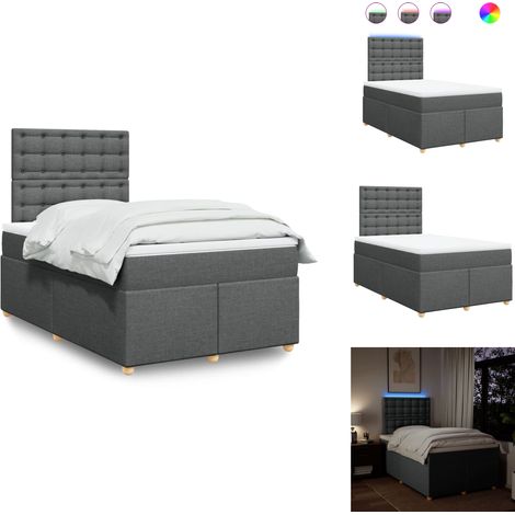 Sommier à lattes de lit avec matelas Gris foncé 120x200cm Tissu - Sommier À Lattes De Lit - Sommiers À Lattes De Lit - Lit - Meuble De Chambre À Coucher (1/5)