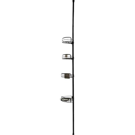 Jabonera de ducha, altura regulable, diseño de metal resistente a la corrosión, color negro. (1/2)