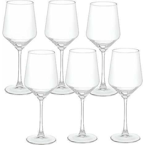 Set 6 Calici bicchiere degustazione vini pregiati conico ml 450 con piede alto in vetro Per una Tavola Festiva Scatola Regalo – Ideali per Uso Domestico e Professionale