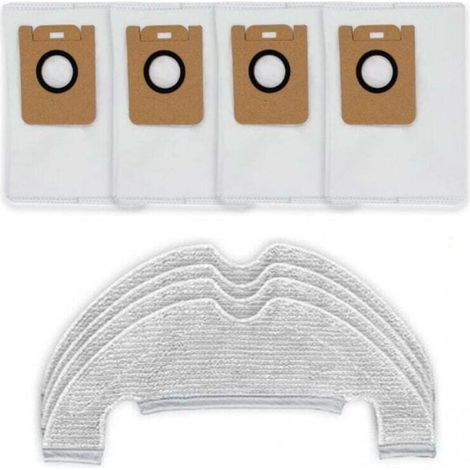 Suitable for Dreame D10 Plus RLS3D robot vacuum cleaner accessory set, spare parts, including 4 cleaning cloths and 4 vacuum cleaner bags MUMU