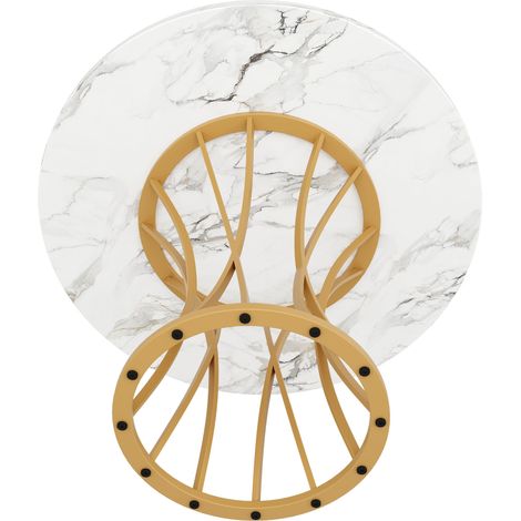Ensemble table et chaises, 5 pièces, 1 table + 4 chaises, métal et velours, blanc (1/5)