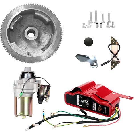 Volant d'inertie Kit de démarrage électrique pour Honda GX390 13 CV Moteurs et générateurs avec démarreur magnétique Volant d'inertie Couronne dentée Boîte à clés (1/5)