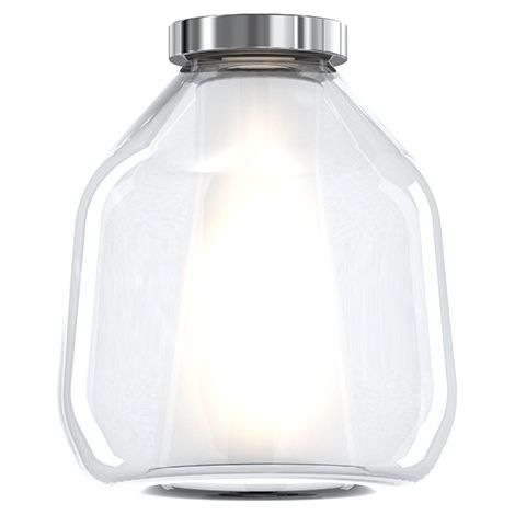 Plafoniera Contemporanea Double Skin Beta Metallo Cromo Vetro Trasp. 1 Luce E27