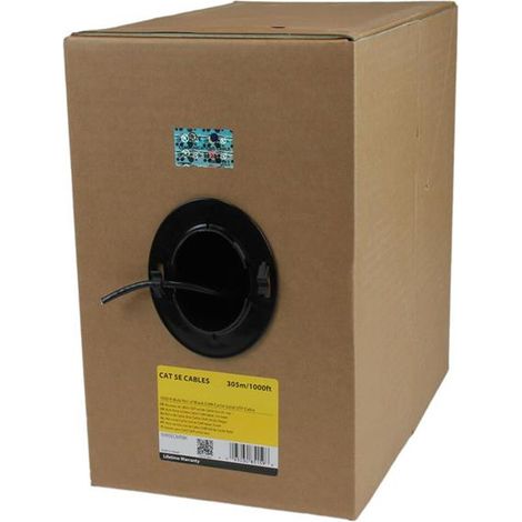 StarTech.com Bobina de Cable de Red Ethernet Cat5e a Granel - 304,8m - Sólido - CMR - Negro - Se Ajusta a TAA