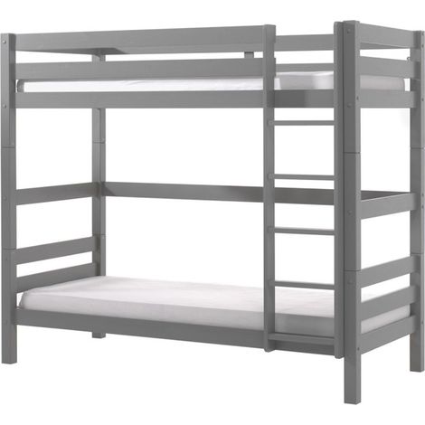 Lit Enfant Superposé Haut "Pino" 90x200cm Gris (1/3)