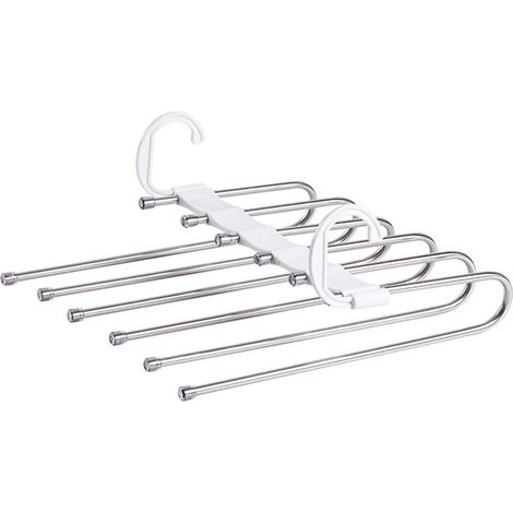 Porte-pantalons pliable blanc, multifonctionnel, à plusieurs niveaux. (1/5)