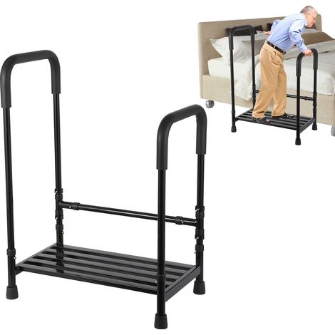 Marchepied médical d’aide à la mobilité 2 marches robuste avec 2 poignées - Hauteur fixe - Plateforme antidérapante, frais 200 kg - Lit/cuisine/voiture/camping-car/bain - Non-adjustable double armrest (1/5)