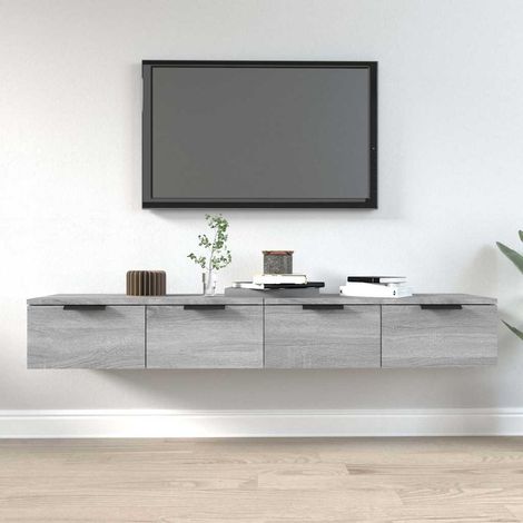 vidaXL Armarios de pared 2 uds contrachapada gris Sonoma 68x30x20 cm (1/5)