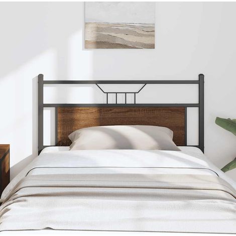 Ersatz-Kopfteil Braun Eichen-Optik 100 cm Holzwerkstoff und Stahl (1/5)