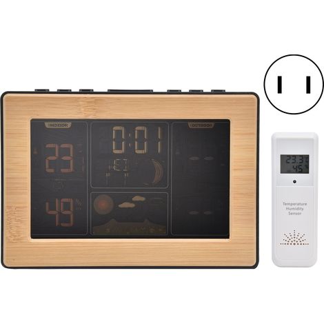 Station météo LCD prévisions avec fonction RCC, thermomètre-hygromètre sans fil, prise US 100-240V. (1/5)