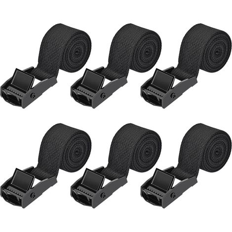 Sangles d'arrimage 6 pièces 1m x 2.5cm Noir 250kg capacité de charge Sangles d'arrimage