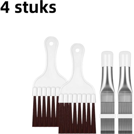 Ensemble de 4 brosses de nettoyage Peigne pour ailettes de condenseur de climatiseur Nettoyant pour ailettes de climatiseur Convient aux serpentins de réfrigérateur et aux radiateurs d évaporateur Bla (1/5)